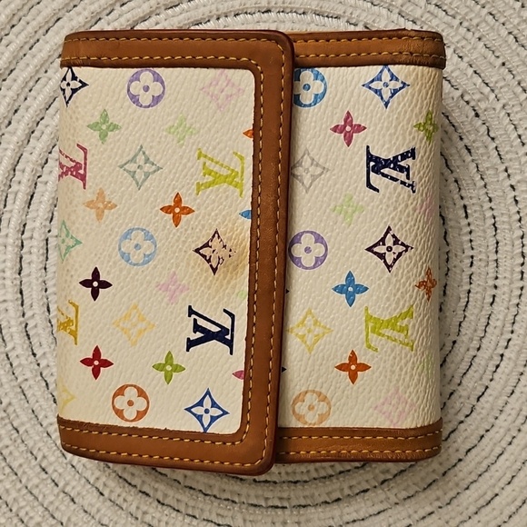 Authentic Louis Vuitton White Multicolor Elise Wallet - Picture 1 of 11